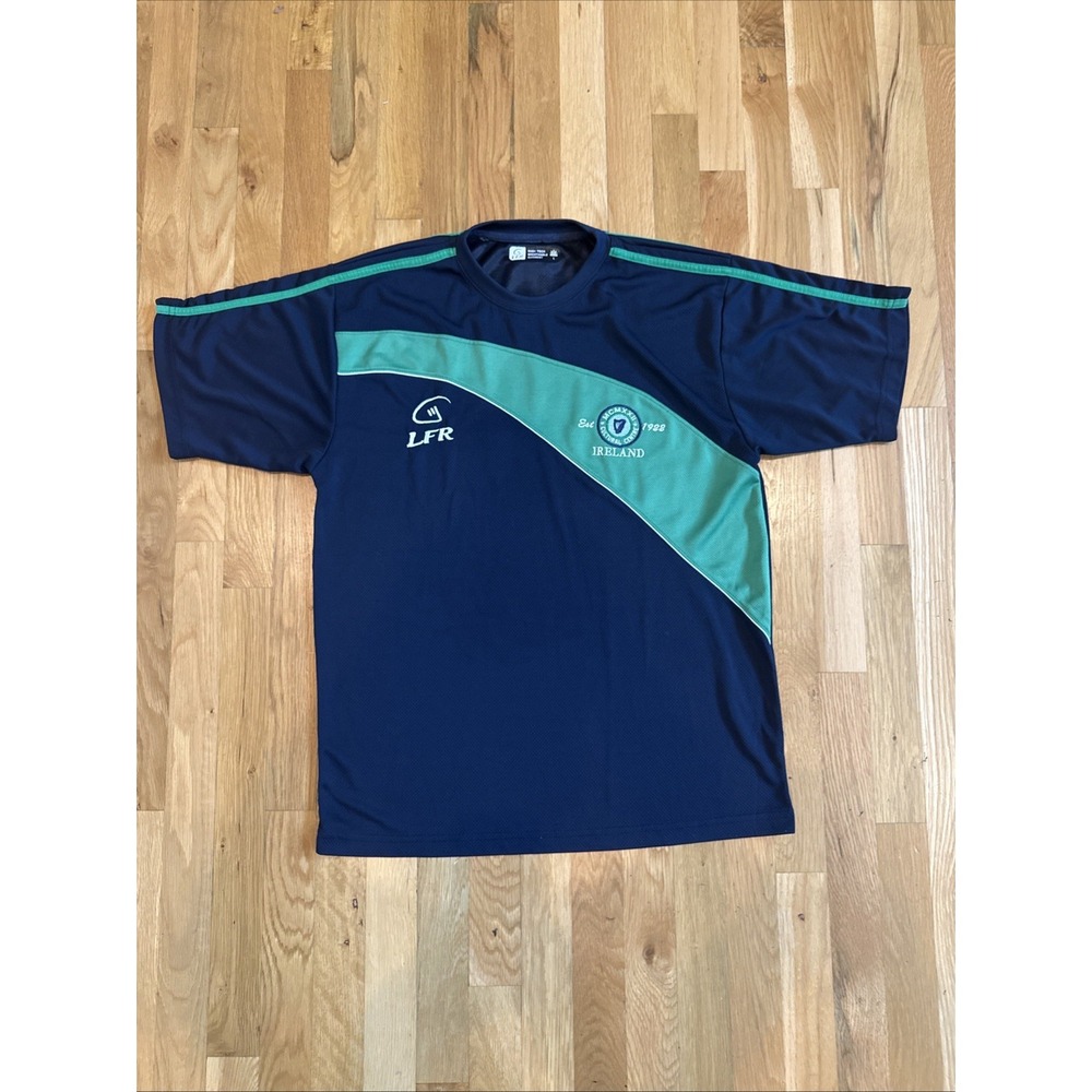 LFR Ireland Live For Rugby Shirt Jersey Navy Blue Green Stripe Mens Large
